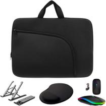 Kit Premium Capa para Notebook c/Bolso + Mouse + Suporte Ergonômico + Mousepad - Combo Completo Para Melhor Experiencia
