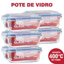 Kit Premium Click Glass 5 potes de vidro 100% herméticos