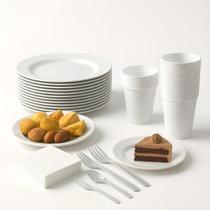Kit Premium Descartável Festa 100 Pessoas Branco Cristal Kit Premium Descartável Festa 100 Pessoas Branco Cristal