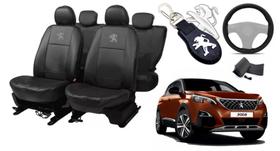 Kit Premium Elegante: Capas de Couro para Bancos Peugeot 3008 2011-2024 + Capa de Volante + Chaveiro