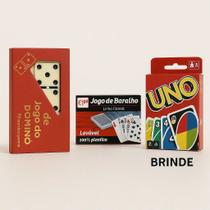 Kit Premium Jogos De Mesa Dominó Baralho C/2 + Uno Brinde Kit Premium Jogos De Mesa Dominó Baralho C/2 + Uno Brinde