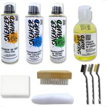 Kit Premium Limpa Impermeabiliza Tira Odor Tênis + Escovas