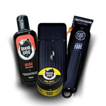 Kit Premium Máquina de Corte GBS Fade + Shaver Jrl Onix + Cosméticos barba de Urso