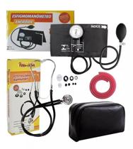 Kit Premium Material de Enfermagem Aparelho De Pressão + Estetoscópio Rappaport Duplo + Garrote Látex
