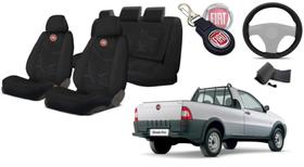 Kit Premium Strada 1998-2004 + Capa Volante + Chaveiro Fiat - Personalizado - Ferro Tech