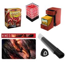 Kit Premium TCG Playmat Sleeves Dados Deck Box Magic Pokemon