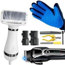 Kit Premium Tosa 1991: Secador 2 em 1, Máquina e Luva Ajustável Azul