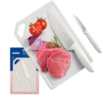 Kit Premium Tramontina Plenus para Carnes e Legumes Facas Aço Inox e Tábua Corte Carne Branco