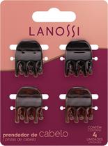 Kit Prendedor de Cabelo Pequeno Cappuccino Lanossi Beauty & Care 4 Unidades Marrom
