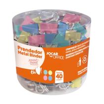 Kit Prendedor metal para papel 19mm com 40 unidades, tons pastel Kit Prendedor metal para papel 19mm com 40 unidades, tons pastel