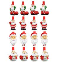Kit Prendedores Decorados Resina Natal Papai Noel Presilha 5cm 16 Peças - Magizi