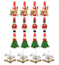 Kit Prendedores Decorados Resina Natal Presilha 5cm 16 Peças - Magizi