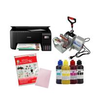 Kit Prensa Caneca 220v + Impressora L3250 + Tintas + 100 Folhas Sublimáticas - Epson