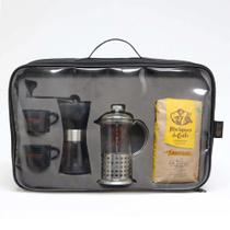 Kit Prensa Francesa + Moinho Vidro + Café 500g + Bolsa Kit Prensa Francesa + Moinho Vidro + Café 500g + Bolsa