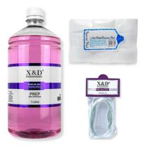Kit Prep 1 Litro + Algodão Prensado + Fibra de 2m, Unhas Gel Acringel Proficional Para Manicure Nail Designer
