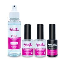Kit Prep Spray + Regulador Ph + Primer Sem Ácido + Top Coat