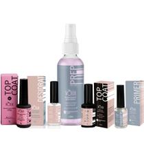 Kit Preparação Unha Em Gel Top Coat Clear e Pink Volia