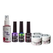 kit Preparadores + 3un Flow Gel Control 14g + Top Coat - Majestic Nails
