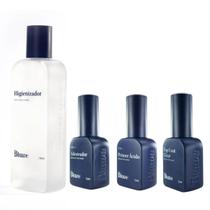 Kit Preparadores Bluwe Primer + Adesivador + Higienizador + Top Coat