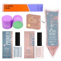 Kit Preparadores Volia + Fibra De Vidro + Refil Gel Nude + Pote