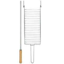 Kit Preparo Churrasco 2pcs Churrasqueira Grelha e Espeto 65cm Simples Cabo Madeira
