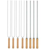 Kit Preparo Churrasco 8pcs Churrasqueira Espetos 65cm Simples e Duplo Cabo Madeira Mor Kit Preparo Churrasco 8pcs Churrasqueira Espetos 65cm Simples e Duplo Cabo Madeira Mor