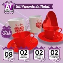 Kit presente 2 xicaras c/ pires+02 canecas +02 cumbucas