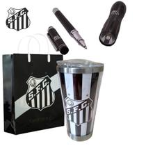 Kit Presente Aniversário Dia Dos Pais Namorados Copo Térmico Inox Sacola Caneta Lanterna Santos
