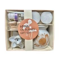 Kit Presente Aromatizador Rechaud Vela Incensário Flor de Lótus