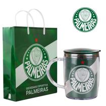 Kit Presente Barato Caneca Térmica 450ml Sacola Palmeiras