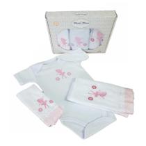 Kit Presente Bebê Menina Bordado Bailarina 3pç Minasrey-G