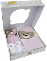 Kit Presente Bebê Urso Nino Rosa Zip Toys Kit Presente Bebê Urso Nino Rosa Zip Toys