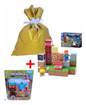 Kit Presente Blocos Inspirado Minecreft Magnéticas + Boneco