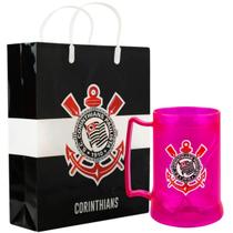 Kit Presente Caneca Gel Sacola 400ml Corinthians Rosa