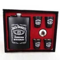 Kit Presente Cantil Whisky Jack Daniels 270ml 4 Copos Shot - Braswu