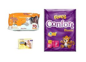 Kit presente cha de bebe revelação mimo Rifa visita mamãe e Bebe Fralda Descartavel Lenço e Sabonete