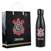 Kit Presente Corinthians Garrafa Redonda Alumínio 600ml Sacola Timão