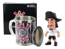Kit Presente Corinthians Mascote+Caneca Termica Inox Oficial