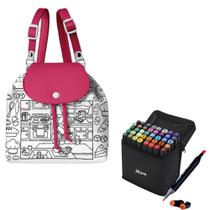 Kit Presente Criativo Mini Mochila para Colorir + 36 Canetinhas da Moda Ponta Dupla Kit Presente Criativo Mini Mochila para Colorir + 36 Canetinhas da Moda Ponta Dupla