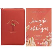 Kit presente dia das mães - bíblia c zíper courosoft vermelha + livro jornada de milagres Kit presente dia das mães - bíblia c zíper courosoft vermelha + livro jornada de milagres