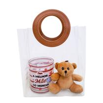 Kit Presente Dia das Mães Caneca Vidro Mãe + Urso + Sacola Cor:A Melhor Mãe + Sac.Marrom