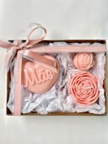 Kit Presente Dia das Mães Sabonetes Vela Aromática Flor Rosé