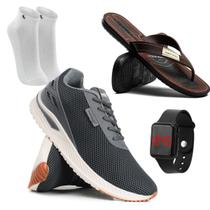 Kit Presente Dia dos Pais Tênis Esportivo Masculino + Chinelo + Relógio Digital + Meia Lupo