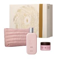 Kit Presente Egeo Choc Feminino Colônia Suflê Hidratante Corporal Nécessaire Rosa O Boticário 3 Itens REF 86192