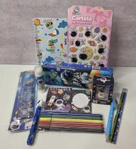 Kit Presente Escolar Premium 12 pçs Astronauta Sonhe Alto Cor:azul Kit Presente Escolar Premium 12 pçs Astronauta Sonhe Alto Cor:azul