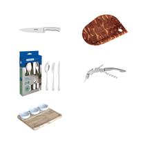 Kit Presente Executivo Tramontina Gourmet com Faca Chef, Faqueiro, Tábua e Petisqueira
