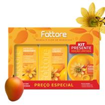 Kit Presente Fattore Manga e Flor de Maracujá Sabonete 400ml Esfoliante 250g Hidratante 400ml