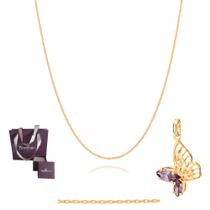 Kit Presente Feminino Colar E Brincos Rommanel Borboleta Kit Presente Feminino Colar E Brincos Rommanel Borboleta