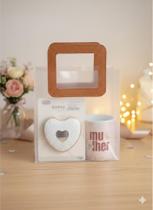 Kit Presente Feminino Personalizado: Caneca com Foto + Espelho Coração + Bolsa Glow