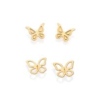 Kit Presente Feminino Rommanel Primeiro Segundo Furo Borboletas Banhados Ouro 18k